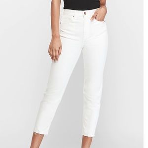 Express Super High Rise White Mom Jean